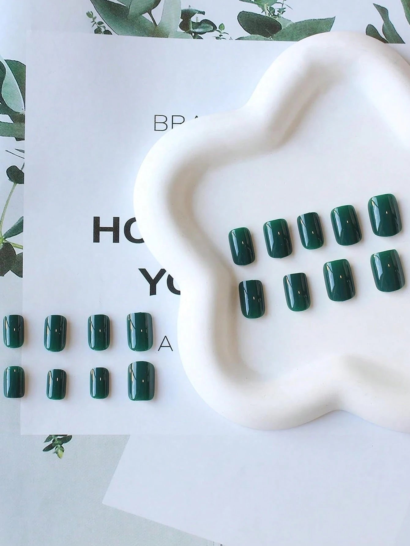 Dark Green Nail Machine Short Square Natural Short Gel Nail Glue Fall Color 2025 Fashion Acrylic Nail Machine Features Protective Coating Thick Reusable Fake Nails 24 Short Coffin Nails