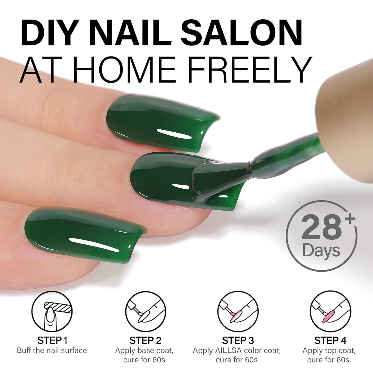 Green Gel Nail Polish Dark Emerald Gel Polish Forest Opaque Gels Polish Winter Color Lake Green Gels Nail Polish Soak off U V Nail Salon 0.51 Fl Oz/Gf09