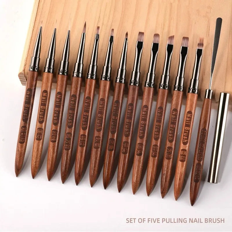 Nail Art Brush Triangular Spatula Drawing Painting Line Pen Liner Gradient Flat round Metal French Manicure Tools