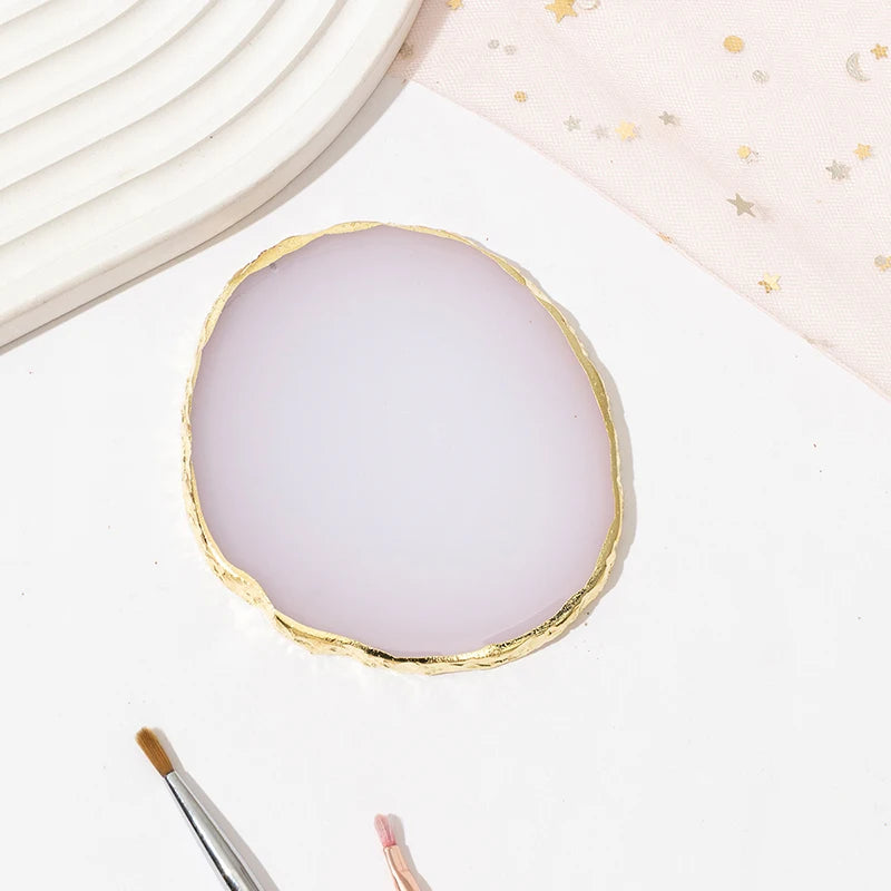 1PC round Resin Agate Stone Nail Art Palette False Nail Tips Mixing Color Drawing Pallet Gel Polish Display Shelf Manicure Tool