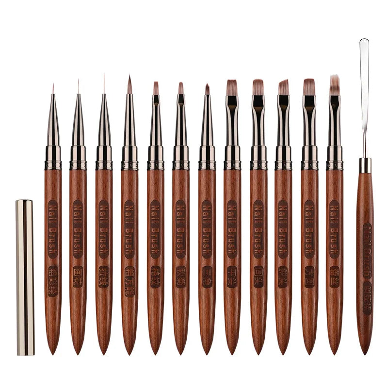 Nail Art Brush Triangular Spatula Drawing Painting Line Pen Liner Gradient Flat round Metal French Manicure Tools