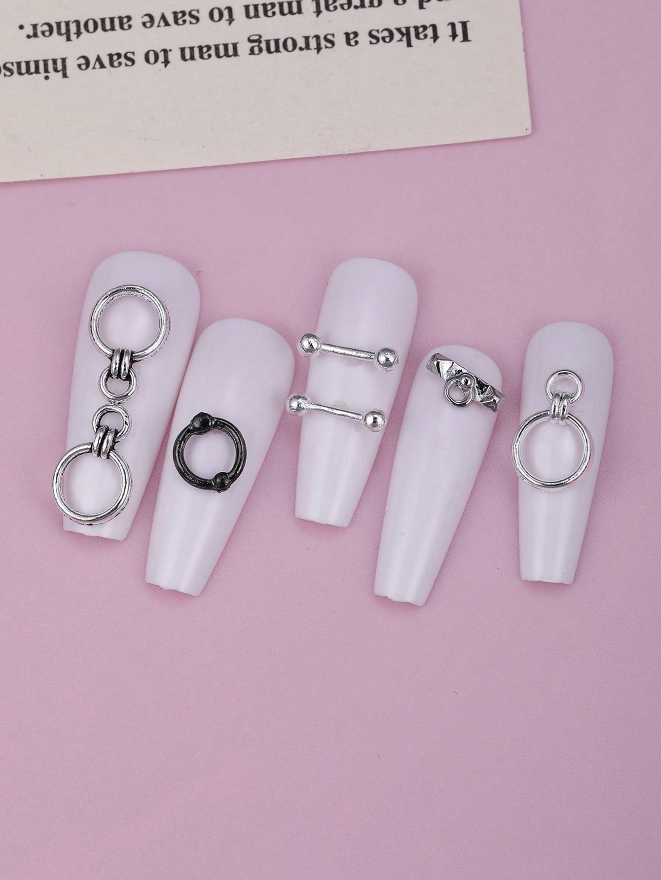 50/100/200 Piece Summer Mixed Minimalist Circle Hoop Nail Charms Silver Gold DIY Nail Art Designs Nail Art Supplies Nail Gems Silver Nail Charms Nail Decorations Accessories