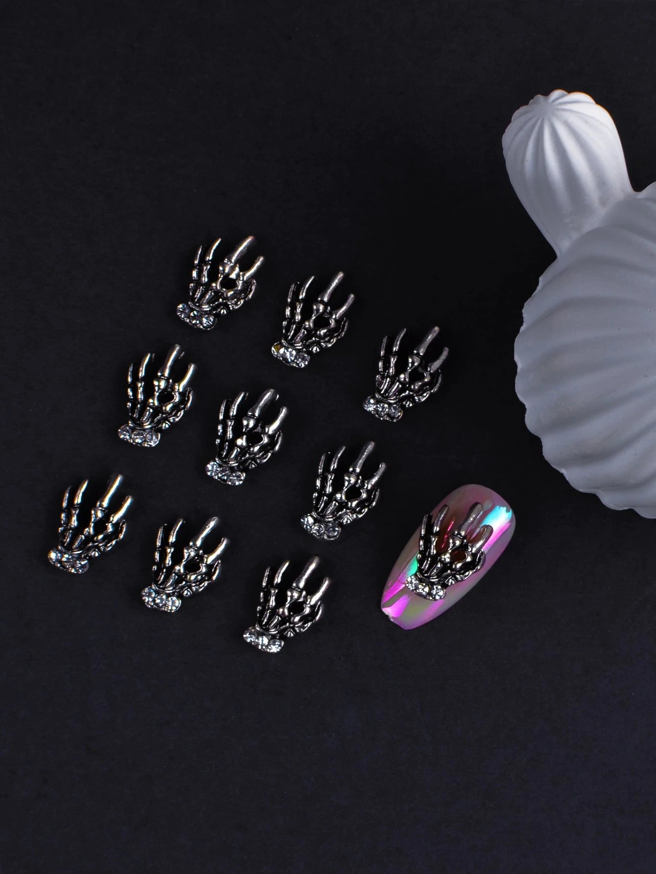 Halloween 10Pcs Skeleton Design Nail Art Decoration DIY Nail Charms Nail Gems Nail Supplies