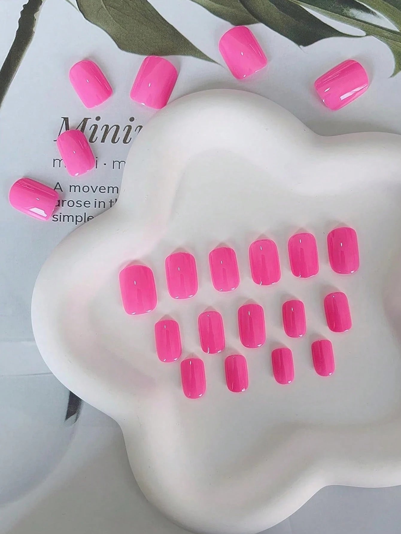 Deep Pink Press in Nail Short Square Natural Short Gel Nail Glue Fall Color 2025 Fashion Acrylic Nail Press Feature Protective Coat Thick Reusable Fake Nail 24 Pieces Short Coffin Nail