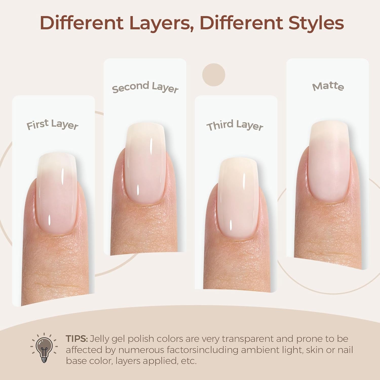 off White Gel Nail Polish Nude White Jelly Gels Nail Polish Light Color Translucent Soak off U V Polish Beige Natural Gel Polish for Nail Art Manicure DIY at Home 0.51 Fl Oz /GB47