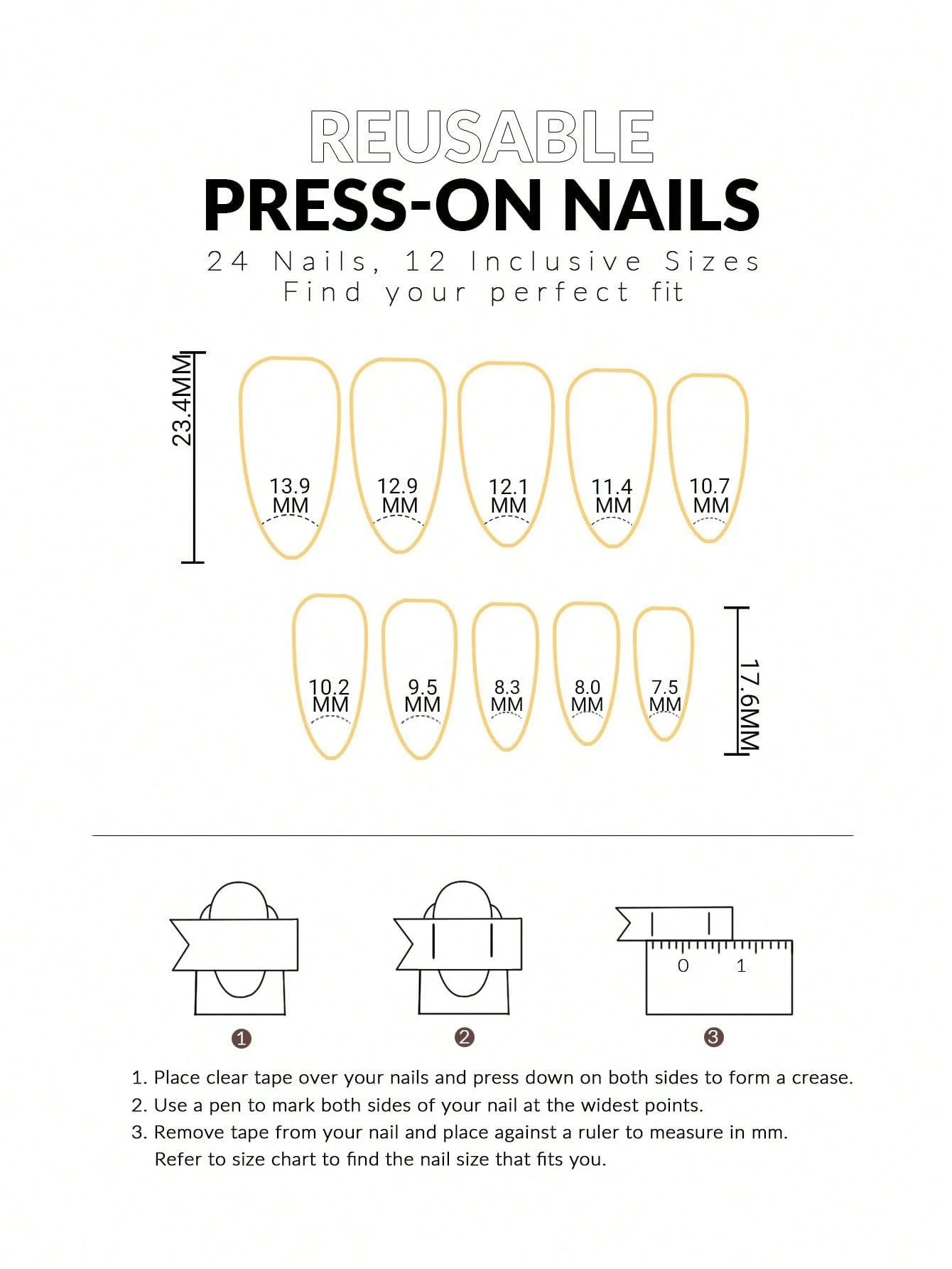 Transform Your Nails With, 24Pcs Almond Presson Nails , Fit Perfectly& Medium Length Design Acrylic Fake Nails, Contain 1Pc Jelly Glue and 1Pc Nail File, Suitable for Ladies and Girls Daily Work Party Use