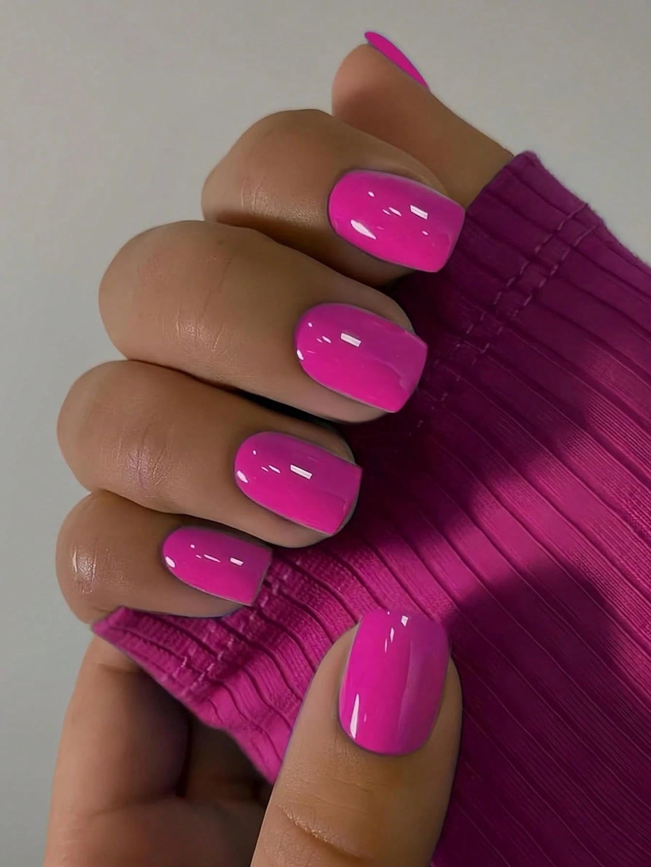 Deep Pink Press in Nail Short Square Natural Short Gel Nail Glue Fall Color 2025 Fashion Acrylic Nail Press Feature Protective Coat Thick Reusable Fake Nail 24 Pieces Short Coffin Nail
