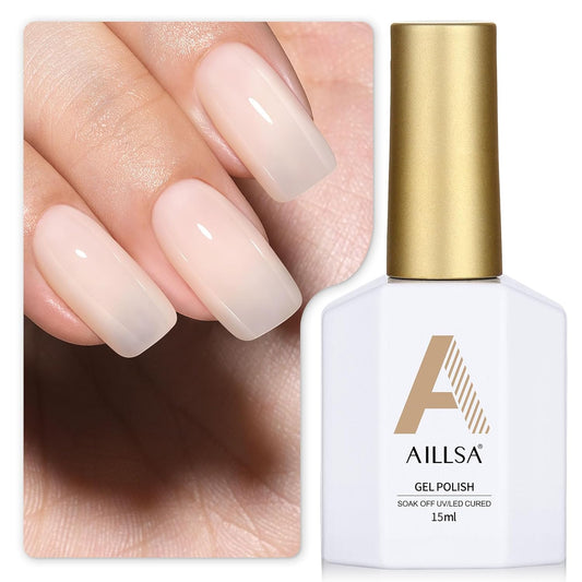 off White Gel Nail Polish Nude White Jelly Gels Nail Polish Light Color Translucent Soak off U V Polish Beige Natural Gel Polish for Nail Art Manicure DIY at Home 0.51 Fl Oz /GB47