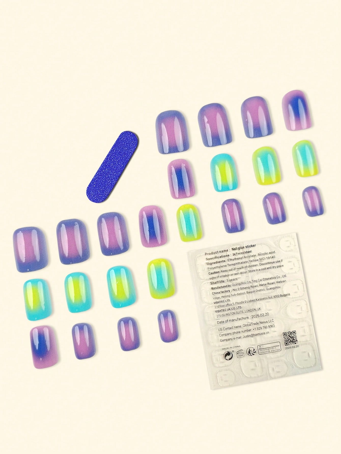 Y2K Update Your Look 24Pcs Summer Nail Medium Square Nail Tips Super Glossy Press on Acrylic Nails Multicolor Fashion French Tip Nails Gradient Pattern Beauty Simple Style Fake Nails Artificial Finger Manicure False Nails for Women Sweet,Cute,Minimalist,And Elegant Style Nail Art Set with Detachable Fake Nails Patches Suitable for Holiday Wear,Parties,Friends,Dates,Daily Wear