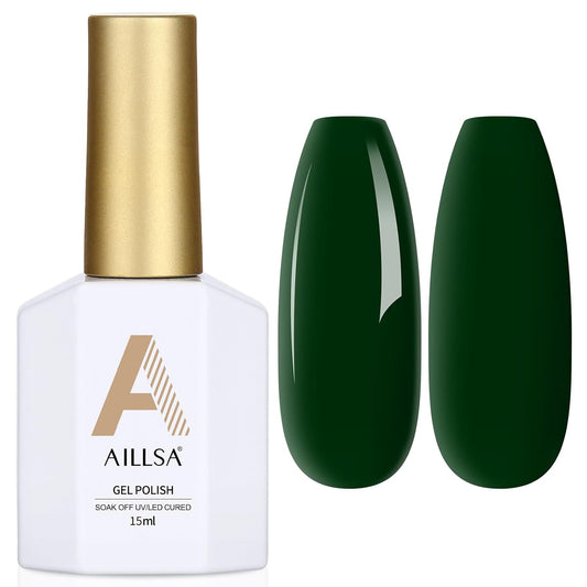 Green Gel Nail Polish Dark Emerald Gel Polish Forest Opaque Gels Polish Winter Color Lake Green Gels Nail Polish Soak off U V Nail Salon 0.51 Fl Oz/Gf09