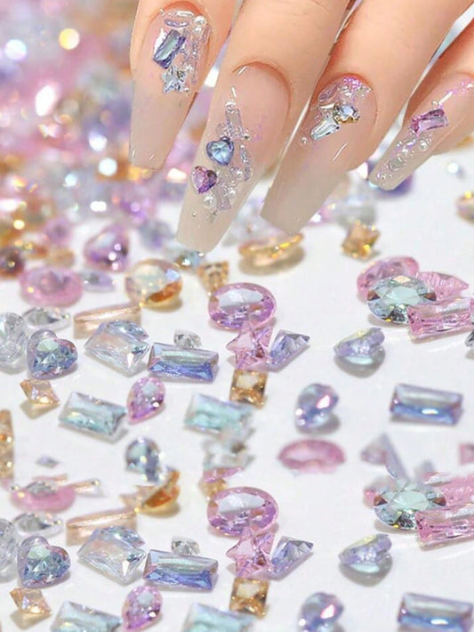 50/100/200Pcs 3D Colorful Zirconia Mini Nail Rhinestones, 3D Zirconia Stone Nail Charms Jewelry for Nail Art Decoration