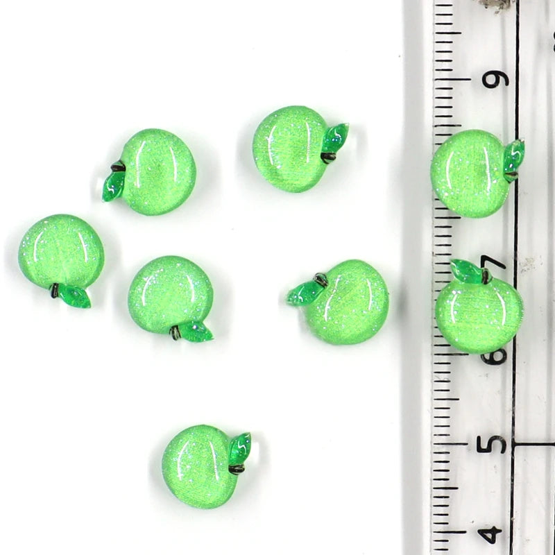 50Pcs Summer Kawaii 9Mm Resin Mini Cherry Fruit Cabochon Ornament Jewelry Charms Nail Art Decoration Flatback Manicure Parts