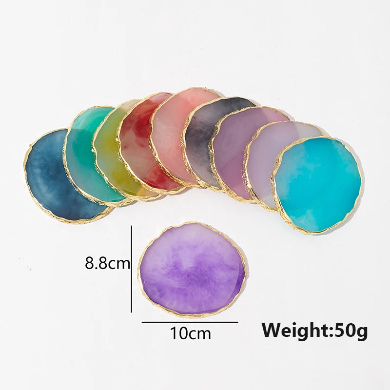 1PC round Resin Agate Stone Nail Art Palette False Nail Tips Mixing Color Drawing Pallet Gel Polish Display Shelf Manicure Tool