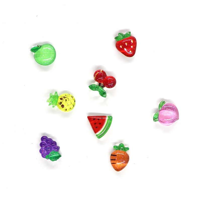 50Pcs Summer Kawaii 9Mm Resin Mini Cherry Fruit Cabochon Ornament Jewelry Charms Nail Art Decoration Flatback Manicure Parts