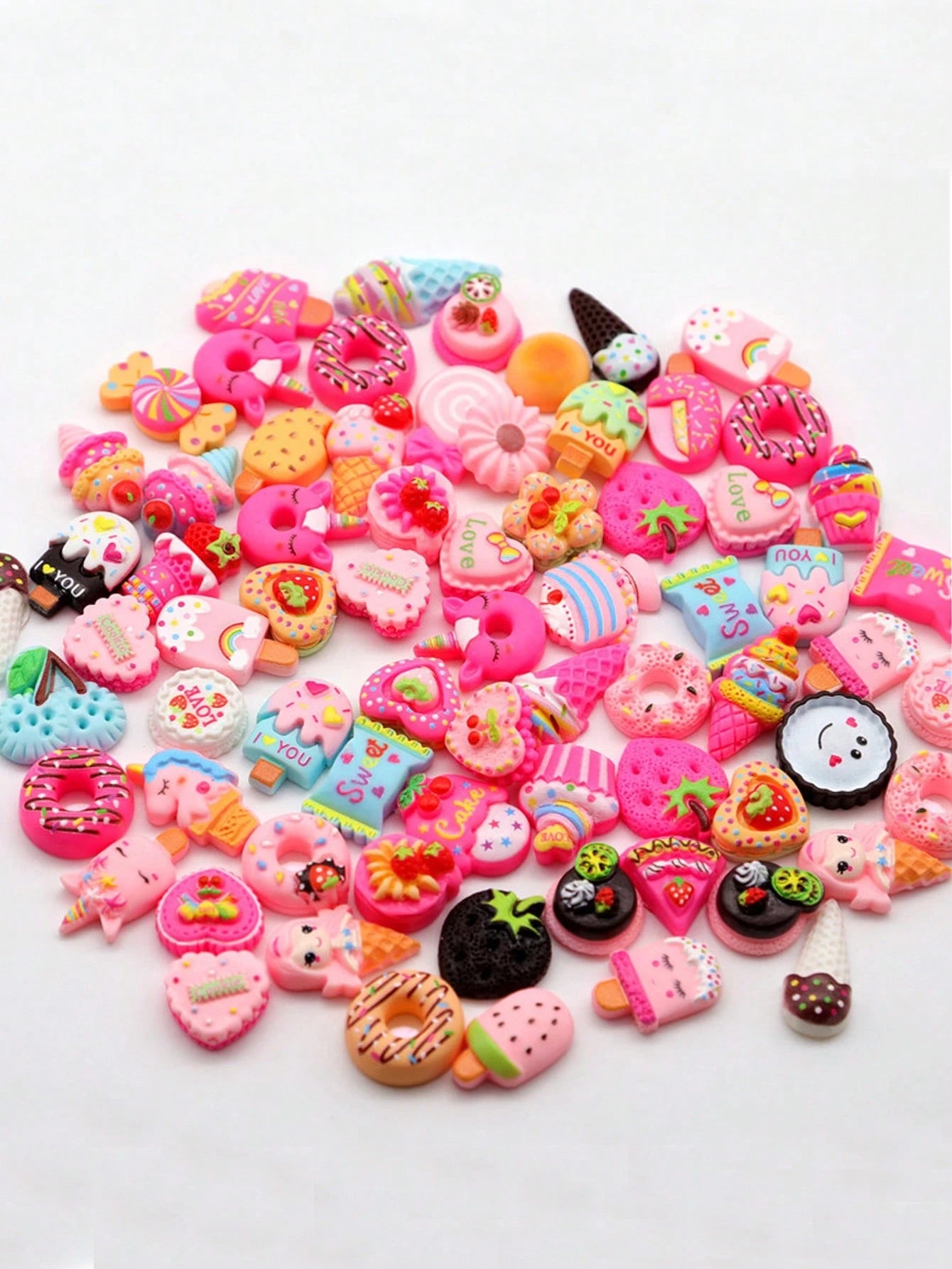 30Pcs/Bag Nail Art Charms Rhinestones 3D Kawaii Candy Cake Random Mixed Resin for Acrylic Nail Art Tips Decoration Manicure Accessories Tool