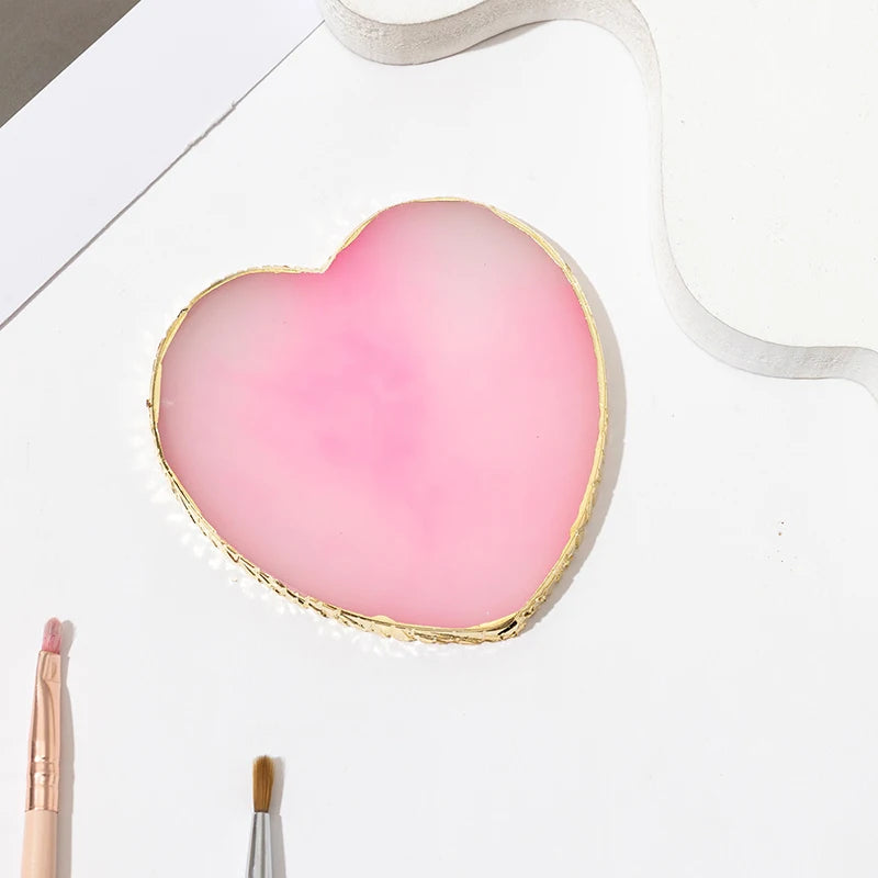 1PC round Resin Agate Stone Nail Art Palette False Nail Tips Mixing Color Drawing Pallet Gel Polish Display Shelf Manicure Tool