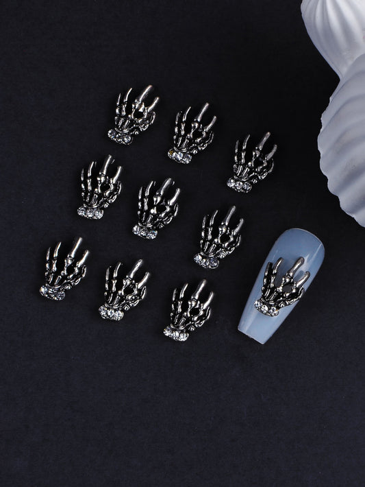 Halloween 10Pcs Skeleton Design Nail Art Decoration DIY Nail Charms Nail Gems Nail Supplies