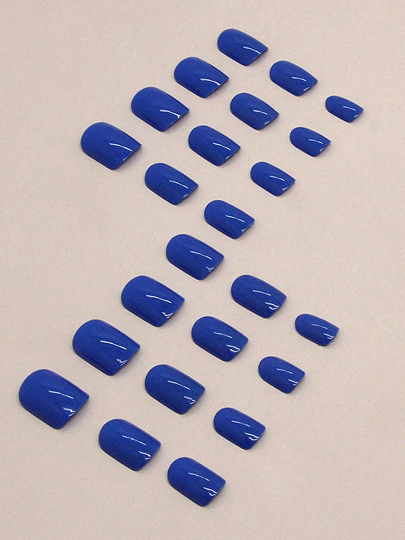New Years Nails Blue Press on Nails, Square Medium Fake Nails, Acrylic Press on Gel Nails, Natural Glossy False Nails, Full Cover Nails, Reusable Fake Nails for Women, 24 Nails in 12 Sizes, Baby Blue Nails