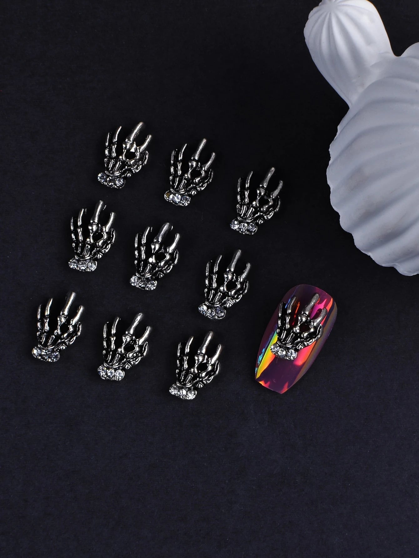 Halloween 10Pcs Skeleton Design Nail Art Decoration DIY Nail Charms Nail Gems Nail Supplies