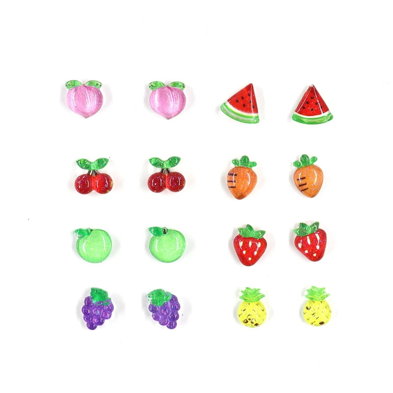 50Pcs Summer Kawaii 9Mm Resin Mini Cherry Fruit Cabochon Ornament Jewelry Charms Nail Art Decoration Flatback Manicure Parts