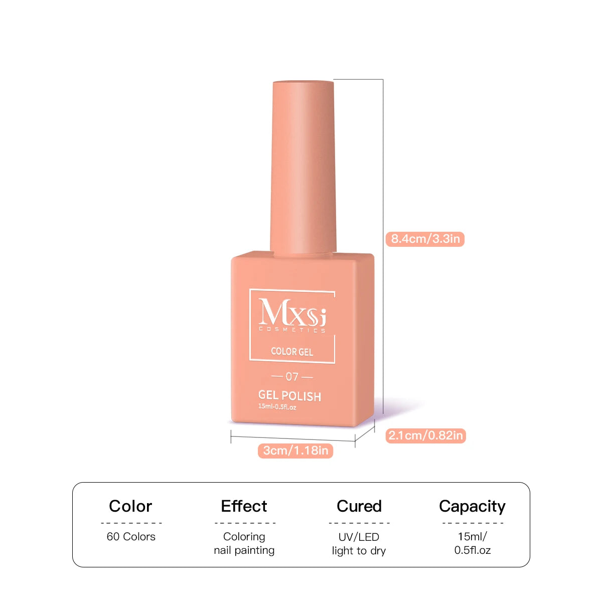 Mxsi 15Ml Gel Nail Polish Neon Brown Royal Blue Red Green Pastal Nude Nail Art Varnish Gel Lacquer Top Coat UV Gel Nail Not Set