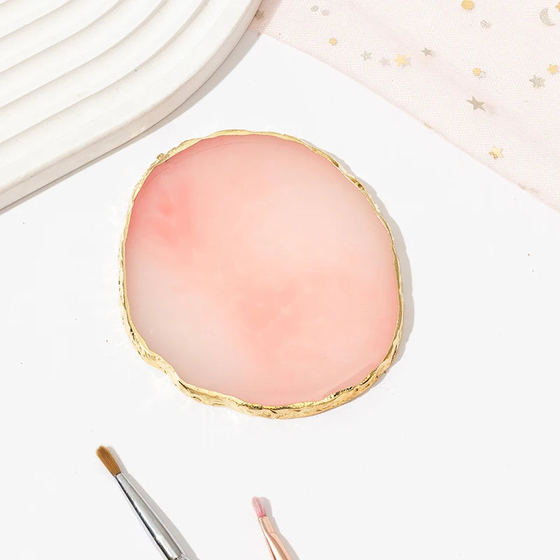 1PC round Resin Agate Stone Nail Art Palette False Nail Tips Mixing Color Drawing Pallet Gel Polish Display Shelf Manicure Tool