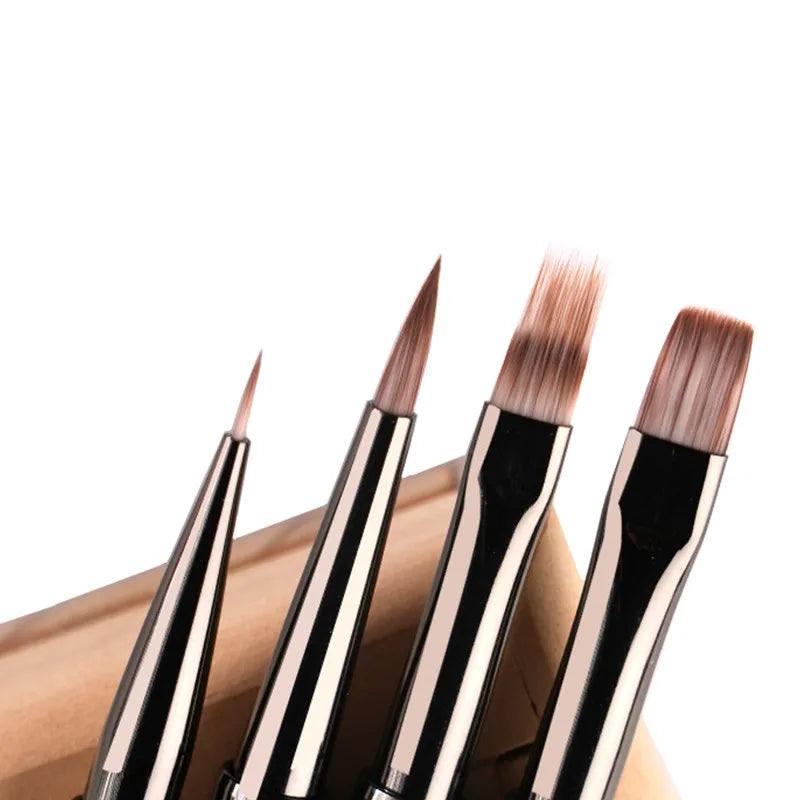Nail Art Brush Triangular Spatula Drawing Painting Line Pen Liner Gradient Flat round Metal French Manicure Tools