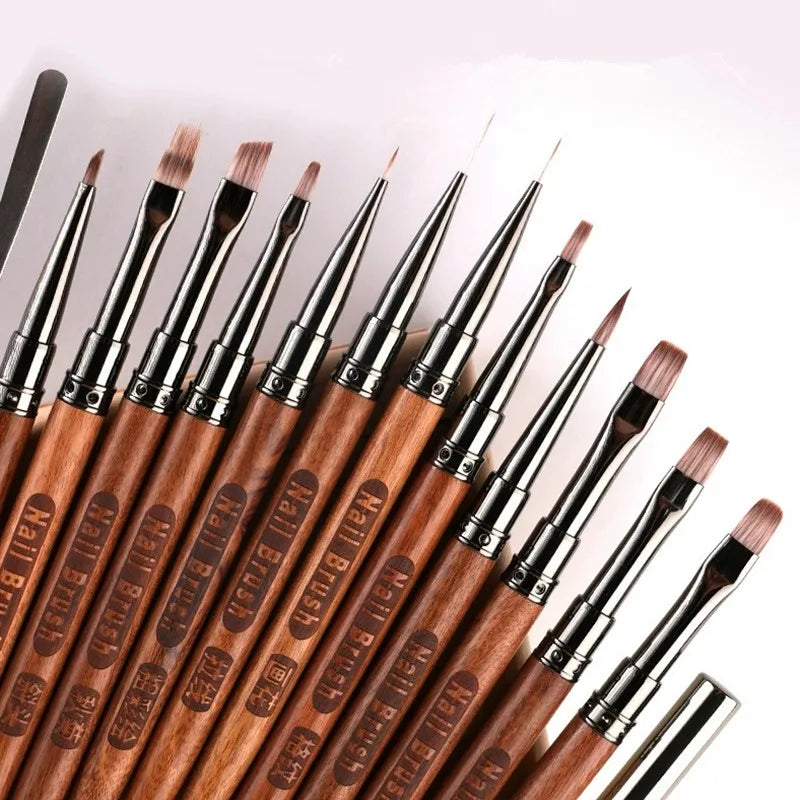 Nail Art Brush Triangular Spatula Drawing Painting Line Pen Liner Gradient Flat round Metal French Manicure Tools