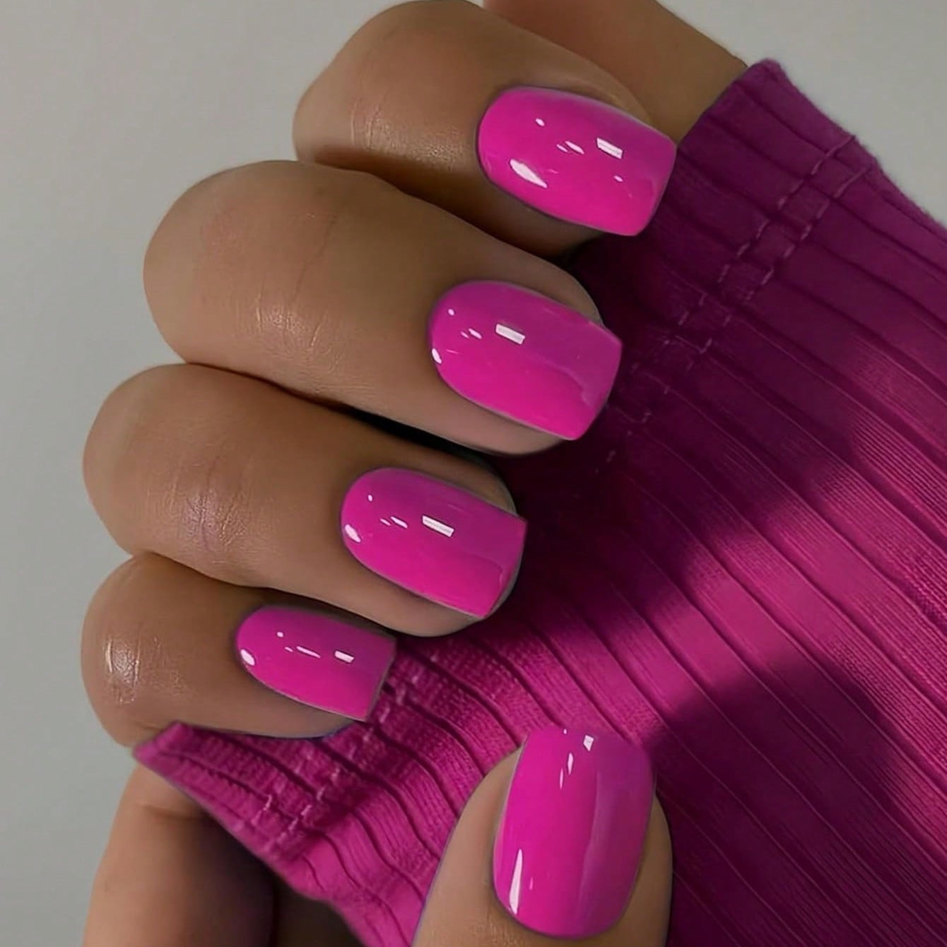 Deep Pink Press in Nail Short Square Natural Short Gel Nail Glue Fall Color 2025 Fashion Acrylic Nail Press Feature Protective Coat Thick Reusable Fake Nail 24 Pieces Short Coffin Nail