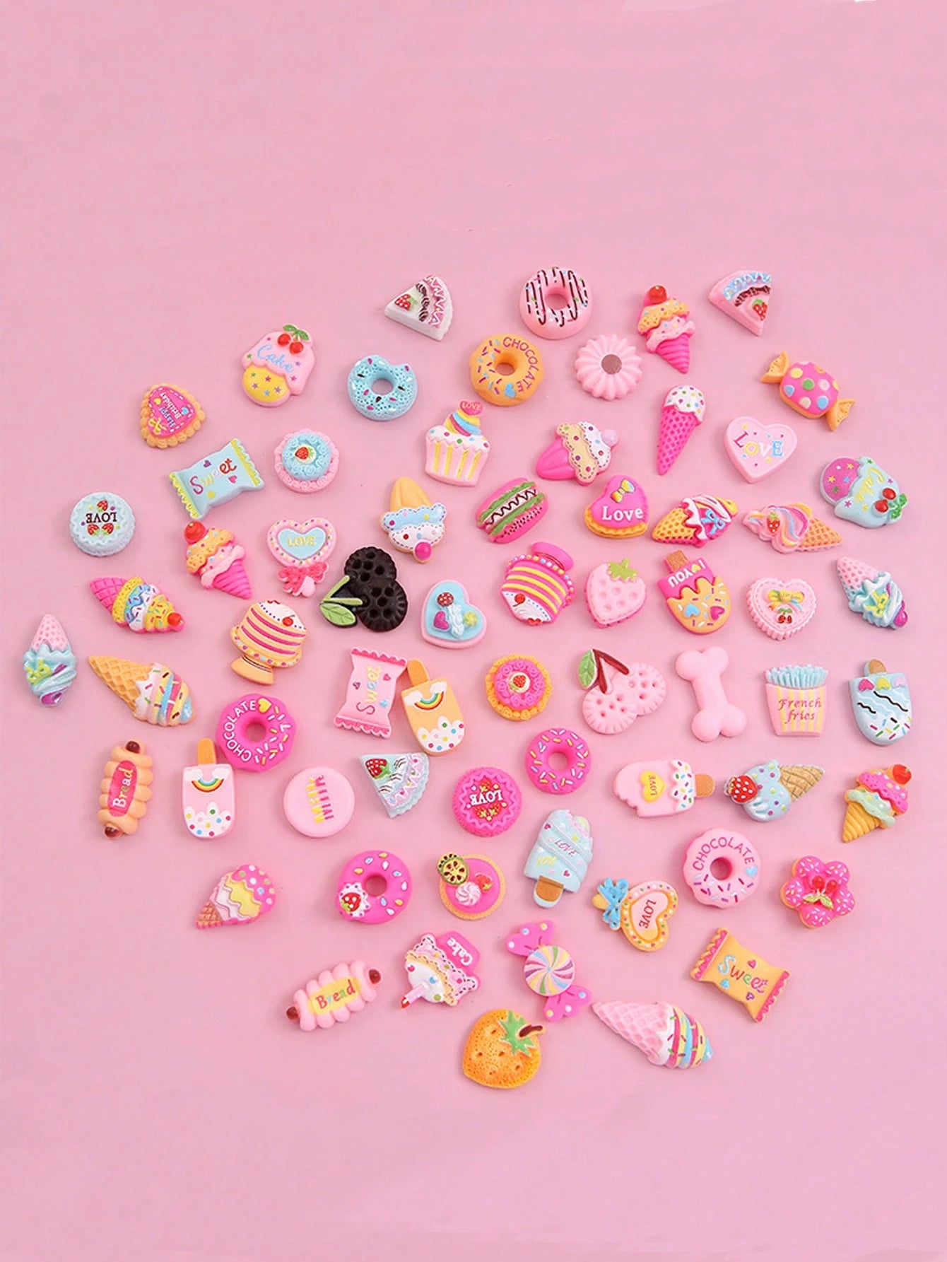 30Pcs/Bag Nail Art Charms Rhinestones 3D Kawaii Candy Cake Random Mixed Resin for Acrylic Nail Art Tips Decoration Manicure Accessories Tool