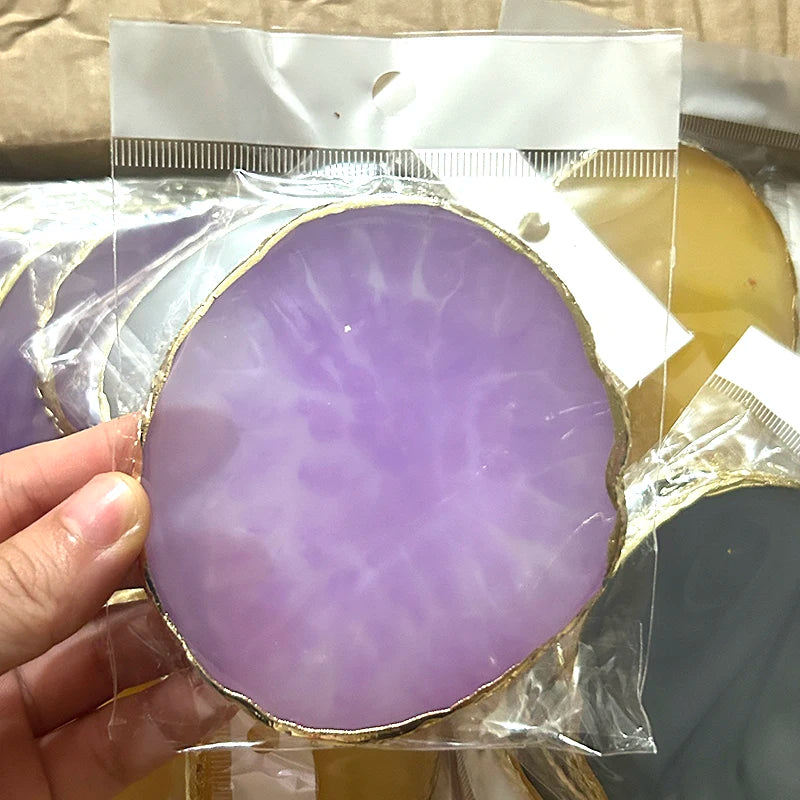 1PC round Resin Agate Stone Nail Art Palette False Nail Tips Mixing Color Drawing Pallet Gel Polish Display Shelf Manicure Tool