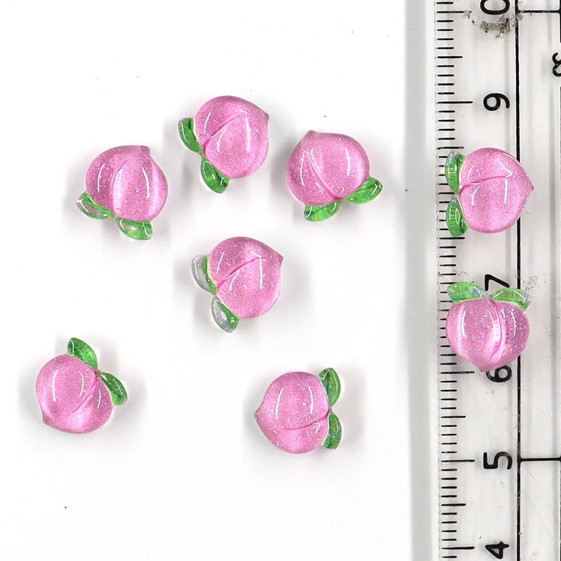 50Pcs Summer Kawaii 9Mm Resin Mini Cherry Fruit Cabochon Ornament Jewelry Charms Nail Art Decoration Flatback Manicure Parts