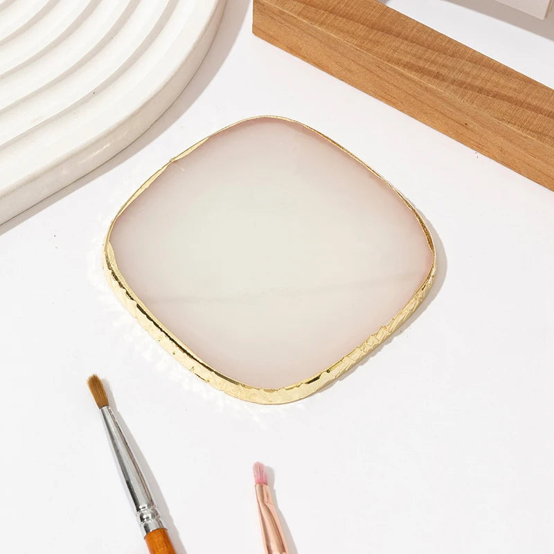 1PC round Resin Agate Stone Nail Art Palette False Nail Tips Mixing Color Drawing Pallet Gel Polish Display Shelf Manicure Tool