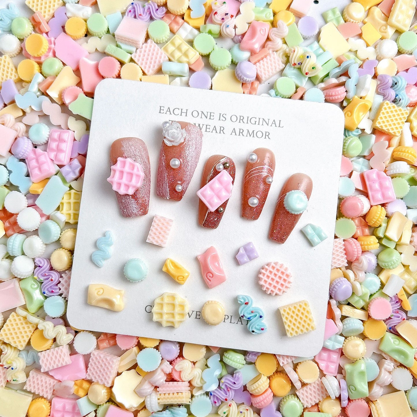 50PCS Multiple Colors Mini Chocolate Cookies Resin Nail Art Charms Kawaii Simulated Cream Strip Mixed Nail Decorations DIY Nails