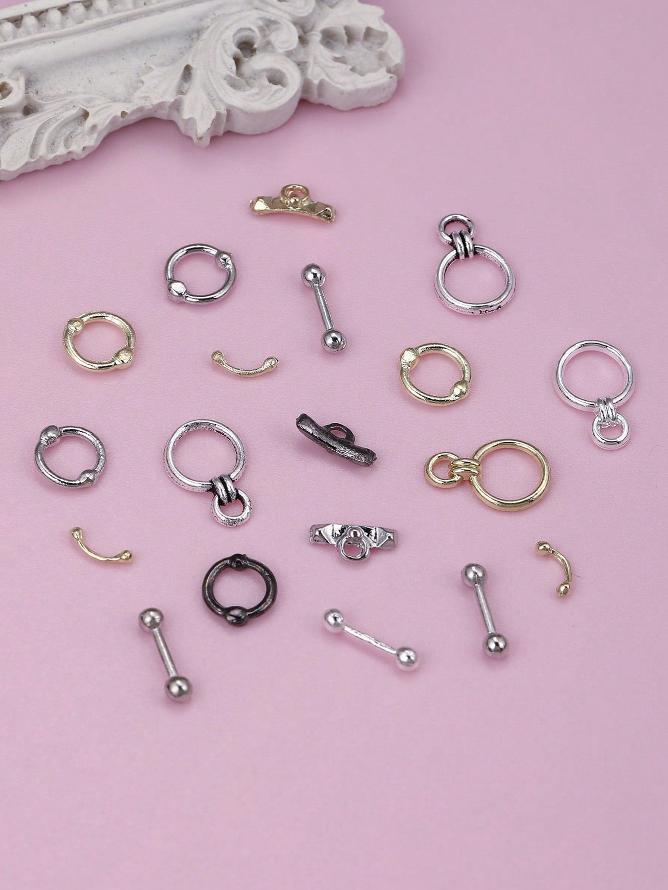 50/100/200 Piece Summer Mixed Minimalist Circle Hoop Nail Charms Silver Gold DIY Nail Art Designs Nail Art Supplies Nail Gems Silver Nail Charms Nail Decorations Accessories