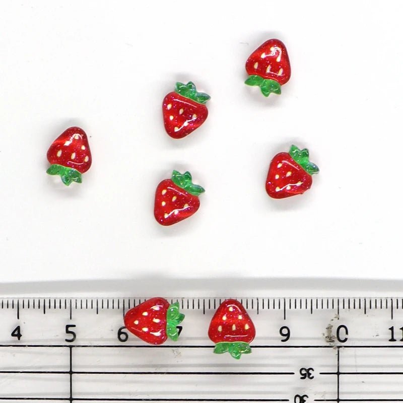 50Pcs Summer Kawaii 9Mm Resin Mini Cherry Fruit Cabochon Ornament Jewelry Charms Nail Art Decoration Flatback Manicure Parts